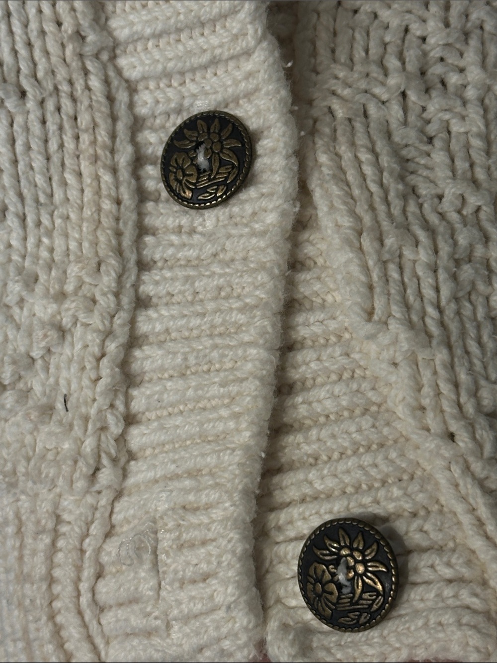 VTG 100% cotton Cream Textured Button-Up Women's Sweater - Picture 8 of 9